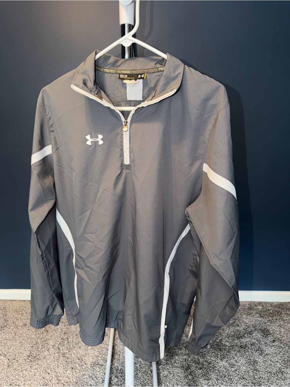 Under Armour Gray Lightweight Half-Zip Jacket with White Accents